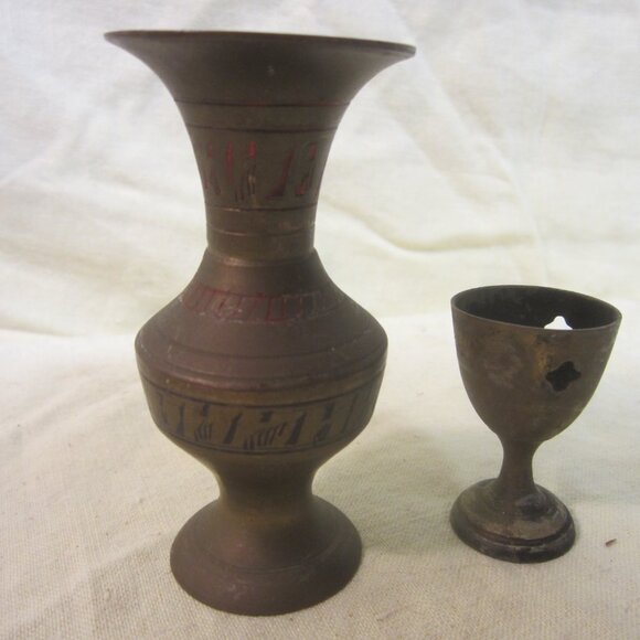 UNIQUE VTG MINI BRASS URN & CUP SET VERY CUTE - Picture 3 of 8